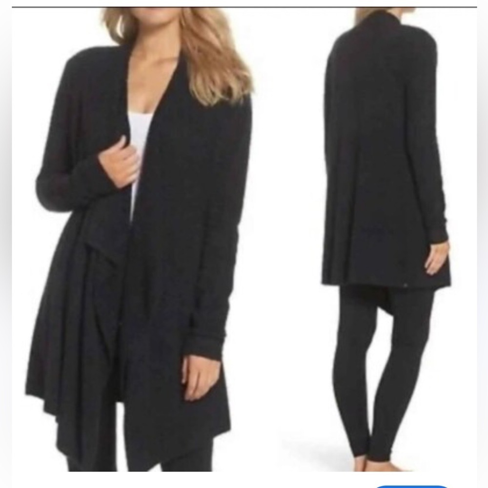 Barefoot Dreams bamboo chic lite Black Drape waterfall super soft Cardigan